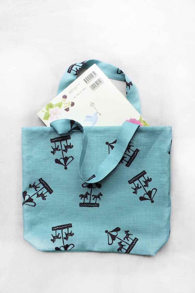 かたかけトートバック回転木馬ブルー